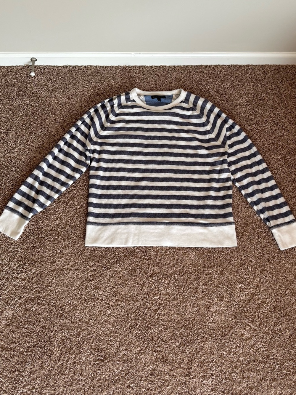 Banana Republic Navy/White Striped Crewneck Long Sleeve Shirt
